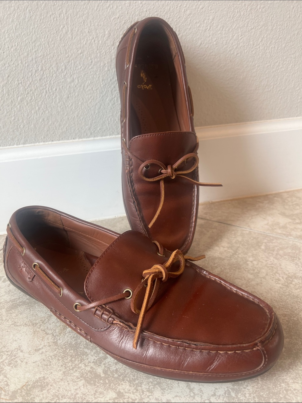 100% Leather polo by Ralph Lauren Robert’s Brown Leather Men’s driver Shoes